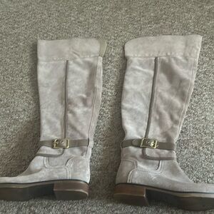 Fransco sarto knee high boots suede looks beige color cute for the fall